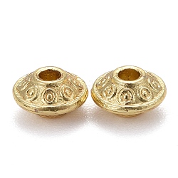 Legierung Tibetische Perlen, langlebig plattiert, Doppelkegel, echtes 18k vergoldet, 6.5x3.5 mm, Bohrung: 1.5 mm