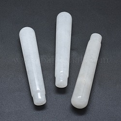 Natürliche weiße Jade Perlen, kein Loch / ungekratzt, für Draht umwickelt Anhänger Herstellung, Kolumne, 71.5x12~12.5 mm