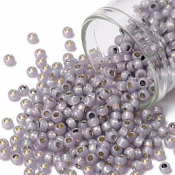 Toho perles de rocaille rondes, Perles de rocaille japonais, (pf2122) permafinish clair améthyste argent doublé, 8/0, 3mm, Trou: 1mm, à propos 222pcs / bouteille, 10 g / bouteille
