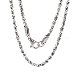 304 in acciaio inossidabile collane a catena corda, colore acciaio inossidabile, 17.7 pollice (45 cm), 2.3mm