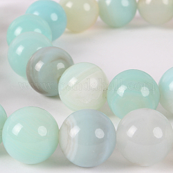 Ágata piedra preciosa natural hebras de perlas reronda, teñido, el cielo azul, 10mm, agujero: 1 mm, aproximamente 38 pcs / cadena, 14.96 pulgada
