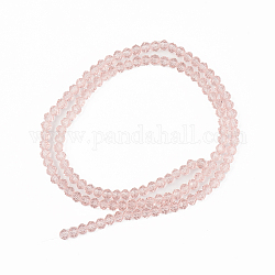 Glass Beads Strands, Faceted, Rondelle, Pink, 6x5mm, Hole: 1mm, about 85~88pcs/strand, 16.1~16.5 inch(41~42cm)