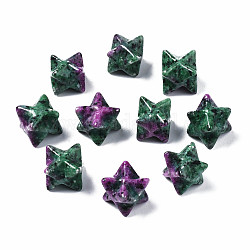 Rubis naturel en perles zoisite, pas de trous / non percés, Merkaba Star, 11~13.5x11~13.5x11~13.5mm