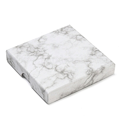 Portagioie quadrato in carta di cartone marmorizzato, con spugna interna, per il confezionamento di collane e orecchini, fumo bianco, 90x90x16mm, diametro interno: 85x85mm