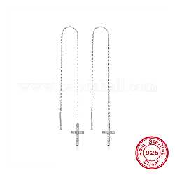 925 filo per orecchio in argento sterling placcato rodio a forma di croce, con zirconi, platino, 130x13mm