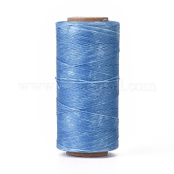 Cordón de poliéster encerado, cordón de micro macramé, hilo de coser encerado, piso, azul aciano, 0.8mm, alrededor de 284.33 yarda (260 m) / rollo