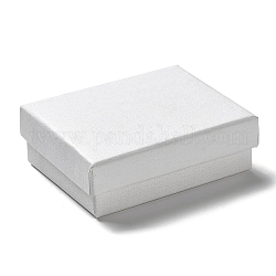Cajas de joyería de cartón, con la esponja en el interior, Rectángulo, blanco, 9.15x7.1x3.05 cm
