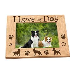 Rectangle with Dog & Word Wooden Photo Frames, with PVC Clear Film Windows, for Pictures Wall Decor Accessories, Saddle Brown, 168x218mm