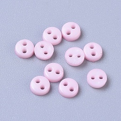 Winziger Nylonknopf, Mikrotasten, Annähen von Knöpfen, 2-Loch, Perle rosa, 4.5x1.5 mm, Bohrung: 0.8 mm