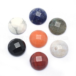 Cabochons en pierre gemme naturelle, facette, demi-rond, 14~14.5x5mm