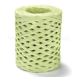 ラフィアリボン  梱包紙ひも  ギフト包装用  パーティーの装飾  クラフト織り  緑黄  3~4mm  約200m /ロール