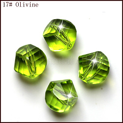 Perles d'imitation cristal autrichien, grade AAA, facette, polygone, vert jaune, 6mm, Trou: 0.7~0.9mm