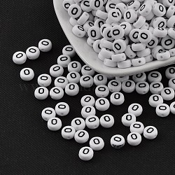 Acryl-Perlen, mit horizontalem Loch, Buchstabe, Flachrund, letter.o, 7x4 mm, Bohrung: 1 mm, ca. 146 Stk. / 20 g