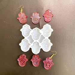 Hamsa Hand DIY Silicone Pendant Molds, Resin Casting Molds, for UV Resin, Epoxy Resin Jewelry Making, White, 80x88mm