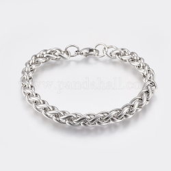 Réglables 304 bracelets de chaîne en acier inoxydable, couleur inoxydable, 8-5/8 pouce (220 mm) x8x8 mm