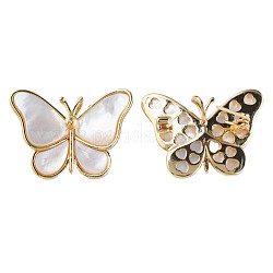 Distintivo di farfalla conchiglia bianca, spilla in ottone per abiti da zaino, nichel libero, vero placcato oro 18k, 25x35x11mm