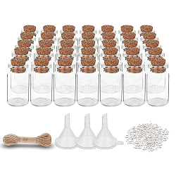Chgcraft 30pcs 8ml mini botellas de vidrio con tapones de corcho kits de diy botellas de deseos 50pcs tornillos de ojo, Cordón de 10.94 yarda y embudo de 4 piezas para decoración de regalo.