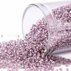 TOHO Round Seed Beads, Japanese Seed Beads, (267) Inside Color Crystal/Rose Gold Lined, 15/0, 1.5mm, Hole: 0.7mm, about 3000pcs/bottle, 10g/bottle