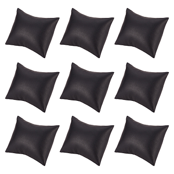 Pulsera de cuero de imitación / muestra de joyas de almohadas, negro, 8.8x7.5x4.8 cm