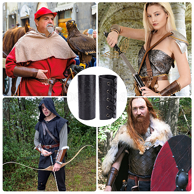 Leather Arm Guards, Medieval Bracers Leather Gauntlet Wristband Wrist Armor  Bracer Arm Armor Cuff-E