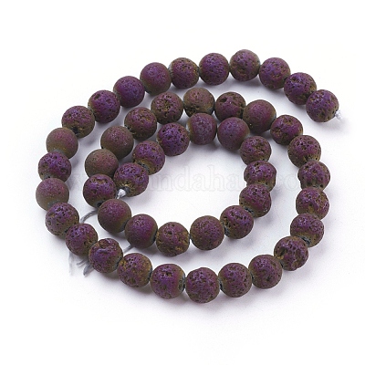 Lava Beads Purple Plated Electroplated 1 Strand of Approx 46 Pieces 8mm