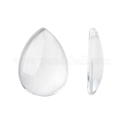 Transparente tropfenförmige Glascabochons&nbsp;GGLA-R024-25x18-1