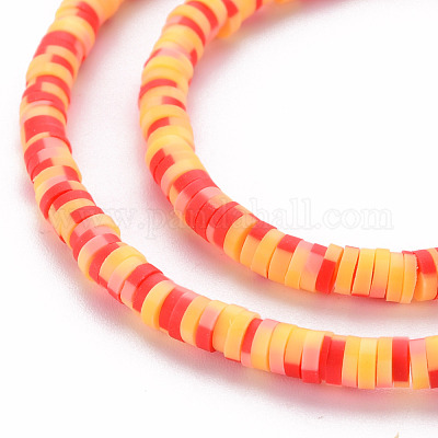 Handmade Polymer Clay Bead Strands, Heishi Beads, for DIY Jewelry Crafts  Supplies, Disc/Flat Round, Hot Pink, 4x0.5~1mm, Hole: 0.9mm, about  320~450pcs/strand, 15.35 inch~16.92 inch(39~43cm)