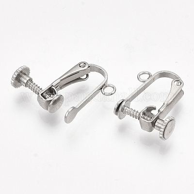 Wholesale UNICRAFTALE 30pcs Golden 12mm Long 304 Stainless Steel Clip-On  Earrings Findings Metal Hypoallergenic Non-Pierced Earring Components Clip-On  Earring Converter for Earring Making 