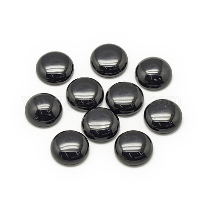 Synthetische schwarze Steincabochons&nbsp;G-R416-10mm-46-1-1