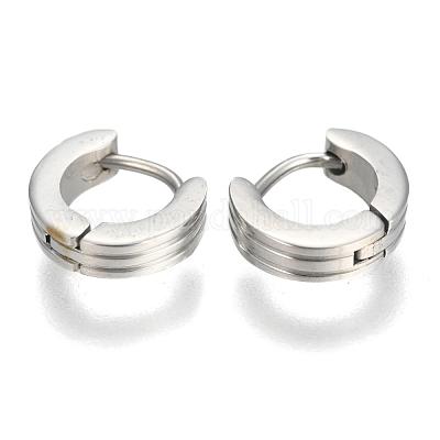 Men's Stainless Steel 10mm Thick Silver Hoop Earrings