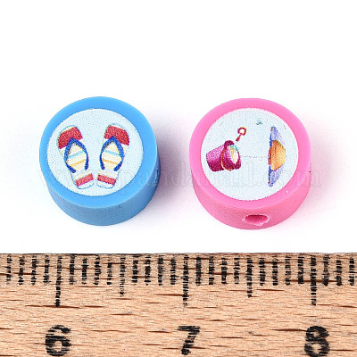 Bedruckte handgemachte Polymer Clay Perlen&nbsp;CLAY-T022-12I-1
