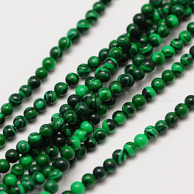 Wholesale Imported Synthetic Malachite Round Beads Strands