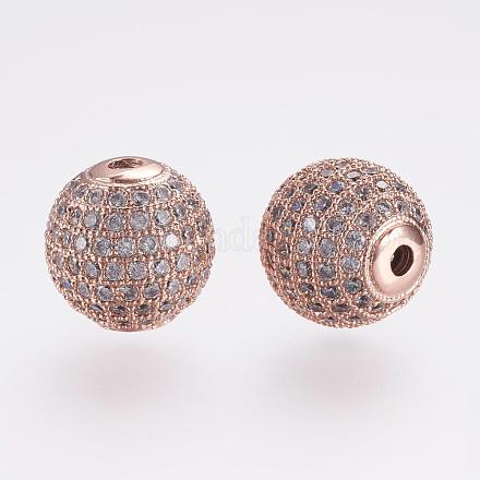 Perles plaquées laiton durable avec zircone cubique de micro pave ZIRC-F060-06RG-1