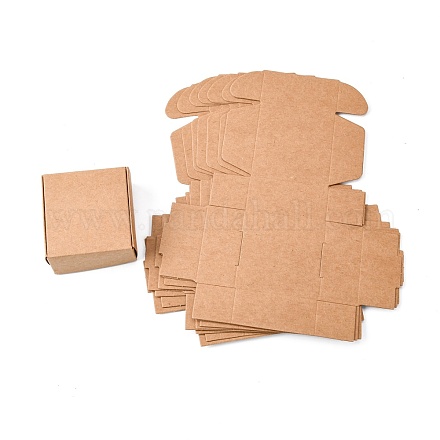 クラフト紙ギフトボックス  配送ボックス  折りたたみボックス  正方形  バリーウッド  5.5x5.5x2.5cm CON-K003-02C-01-1