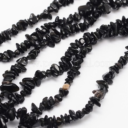 Chips Black Glass Beads Strands GLAA-N0018-01-1