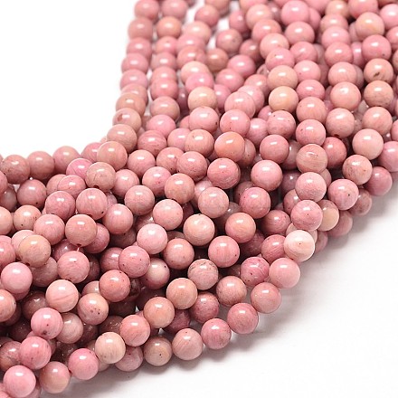 Rhodonite naturelle chapelets de perles rondes G-G735-09-6mm-1
