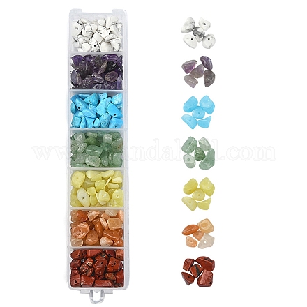 84~91 g 7 Arten von Chakra-Perlensträngen aus natürlichen und synthetischen Edelsteinsplittern G-YW0001-30-1