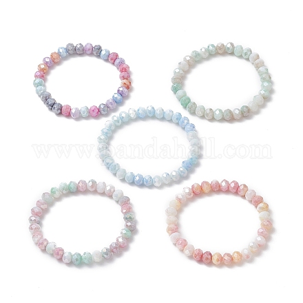 Glass Rondelle Beaded Bracelets for Women BJEW-JB09369-1