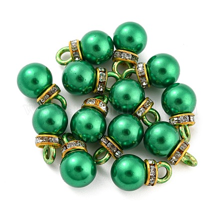 (vente de clôture défectueuse : teint en anneau) breloques en plastique ABS avec perles d'imitation KY-XCP0001-25G-03-1