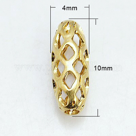 Brass Filigree Beads KK-H737-10x4mm-G-1
