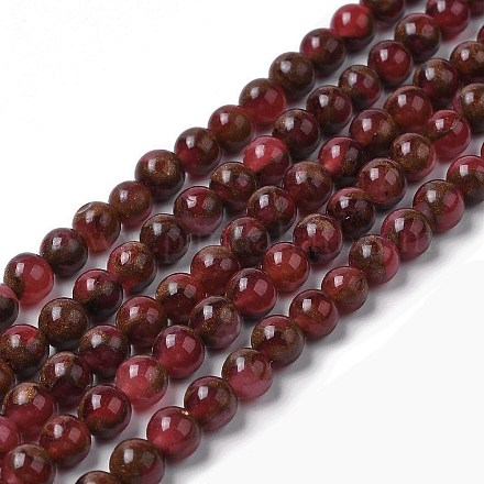 Synthetic Gold Clinquant Stone Beads Strands G-G026-R-6mm-4-1
