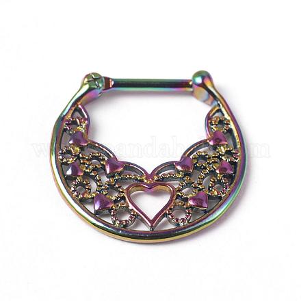 Heart Pattern Titanium Steel Nose Studs Nose Piercing Jewelry AJEW-H007-14M-1