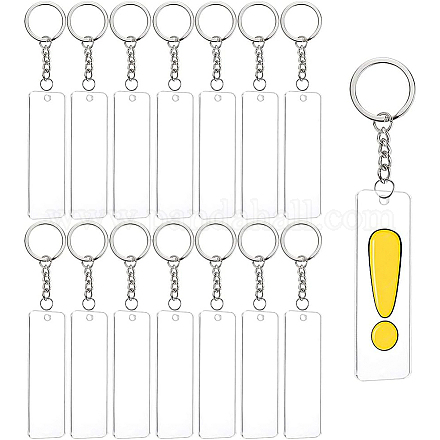 Benecreat 15 Stück Acryl Schlüsselring Rohlinge 3x1 Zoll Rechteck Acryl klare Schlüsselbund Rohlinge mit 20 Stück Biegeringe DIY-BC0010-81P-1
