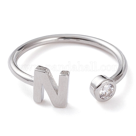 Латунные кольца из манжеты с прозрачным цирконием RJEW-Z005-N-P-1