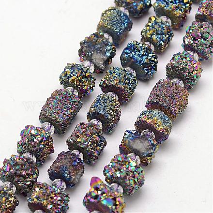 Electroplate Natural Druzy Crystal Bead Strands G-F304-03S-C-1