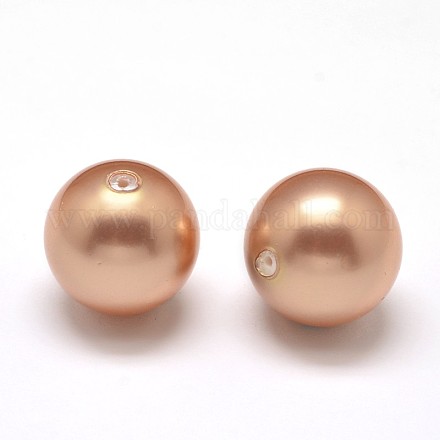 Half Drilled Round Shell Pearl Beads BSHE-M002-18mm-08-1