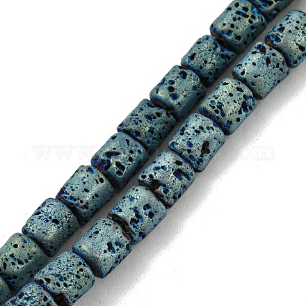 Electroplated Natural Lava Rock Beads Strands G-Z032-J04-12E-1
