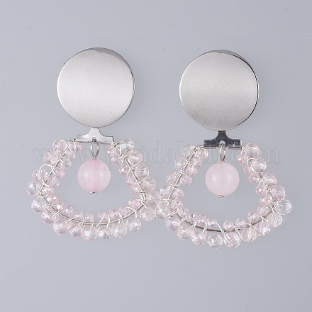 (Vente d'usine de fêtes de bijoux) galvanoplastie verre rondelle à facettes perles poussoirs d'oreilles EJEW-JE03816-03-1