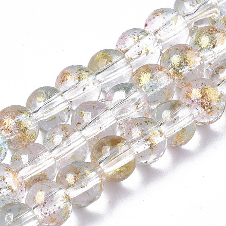 Chapelets de perles en verre peinte par pulvérisation transparent GLAA-N035-03A-B07-1