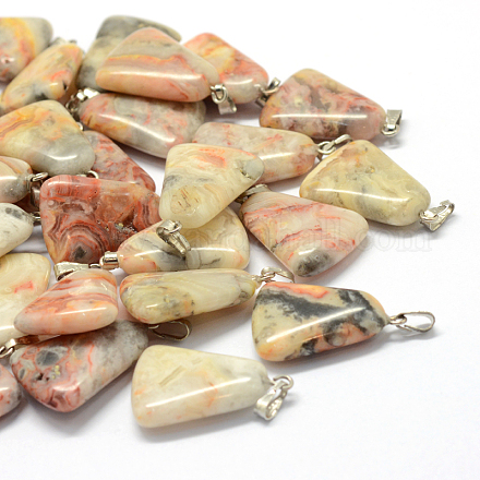 Trapezoid Dyed Natural Crazy Agate Pendants G-Q359-15-1